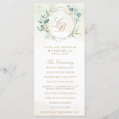 Eukalyptus Greenery Gold Geometric Wedding Programm (Vorderseite)