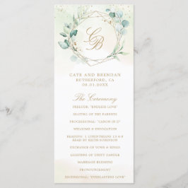 Eukalyptus Greenery Gold Geometric Wedding Programm