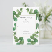 Eukalyptus Greenery Gold Geometric Wedding RSVP Karte (Stehend Vorderseite)