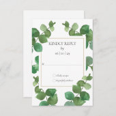 Eukalyptus Greenery Gold Geometric Wedding RSVP Karte (Vorne/Hinten)