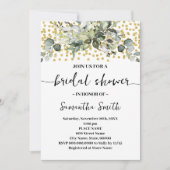 Eukalyptus Greenery Gold Glitzer Brautparty Einladung (Vorderseite)