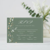 Eukalyptus Greenery Gold Green Wedding RSVP Karte (Stehend Vorderseite)
