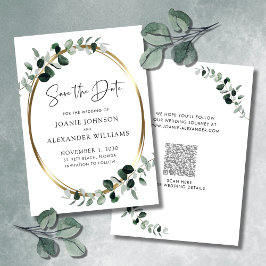 Eukalyptus Greenery Gold Metallic Save the Date