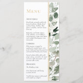 Eukalyptus Greenery Gold Modern Sage Green Wedding Menükarte (Vorderseite)