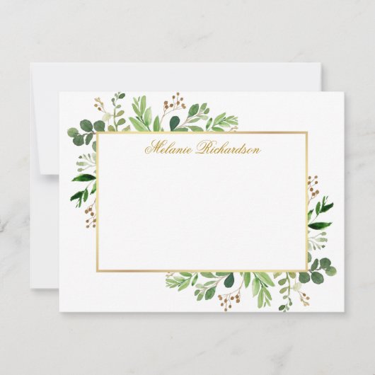 Eukalyptus Greenery Gold Personalisiert Mitteilungskarte (Vorderseite)