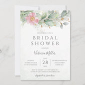 Eukalyptus Greenery Gold Pink Floral Brautparty Einladung (Vorderseite)