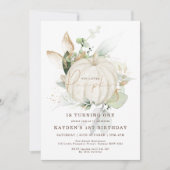 Eukalyptus Greenery Gold Pumpkin Geburtstag Einladung (Vorderseite)