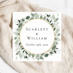 Eukalyptus Greenery Gold Sage Green Wedding Serviette