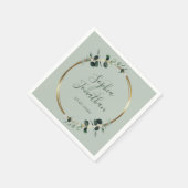 Eukalyptus Greenery Gold Sage Personalisierte Hoch Serviette (Ecke)