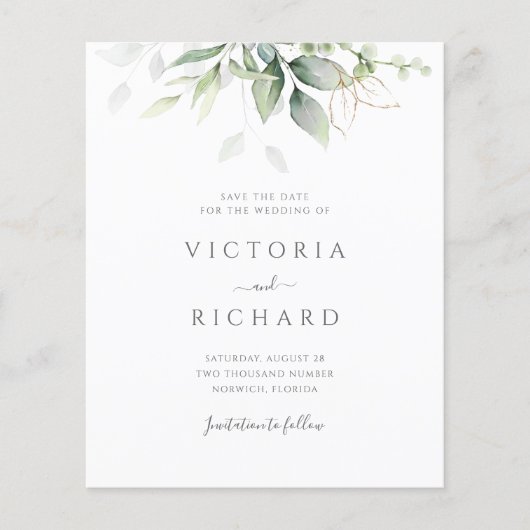 Eukalyptus Greenery Gold Save the Date (Vorderseite)