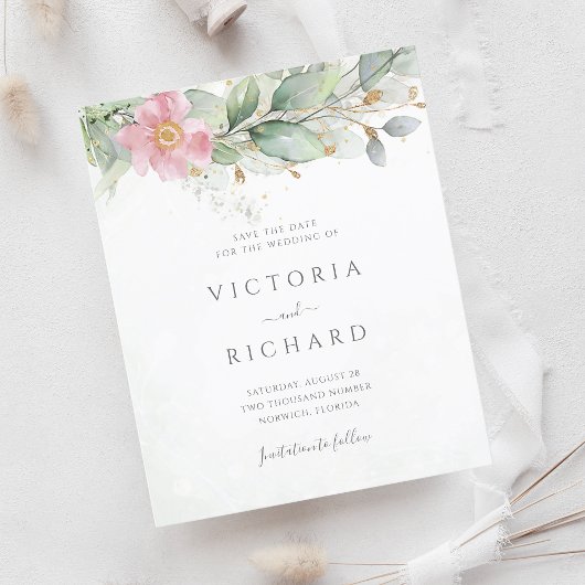 Eukalyptus Greenery Gold Save the Date