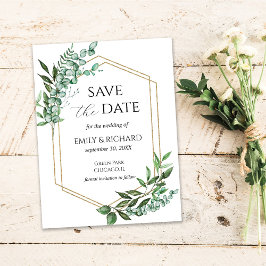 Eukalyptus Greenery Gold Save the Date Postcard Postkarte