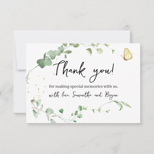 Eukalyptus Greenery Gold Sparkle Dankeskarte (Vorderseite)