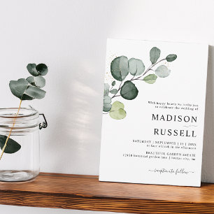 Eukalyptus Greenery Gold Spritzer Wedding Einladung