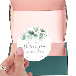 Eukalyptus Greenery Gold Vielen Dank Runder Aufkleber