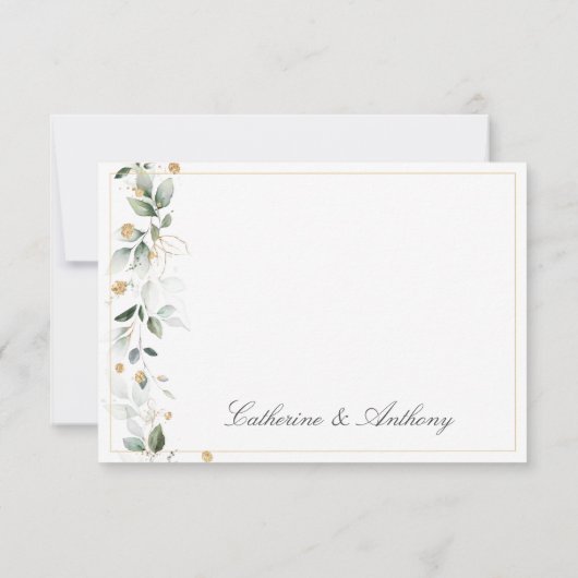 Eukalyptus Greenery Gold Wedding Dankeskarte (Rückseite)