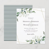 Eukalyptus Greenery Gold Wedding Einladung (Vorne/Hinten)