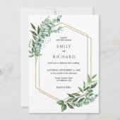 Eukalyptus Greenery Gold Wedding Einladung (Vorderseite)