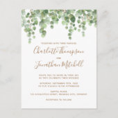 Eukalyptus Greenery Gold Wedding Einladung Postkarte (Vorderseite)