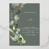 Eukalyptus Greenery Gold Wedding Foil Einladung (Vorderseite)
