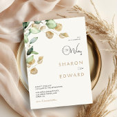Eukalyptus Greenery & Gold Wedding Foto Einladung