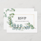 Eukalyptus Greenery Gold Wedding Meal RSVP Karte (Vorne/Hinten)