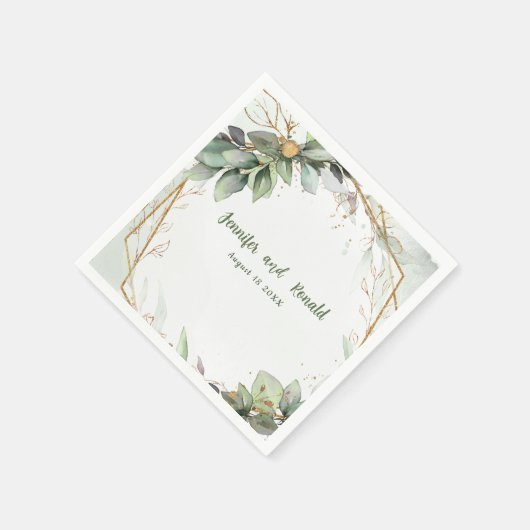 Eukalyptus Greenery Gold Wedding Personalisiert Serviette (Ecke)