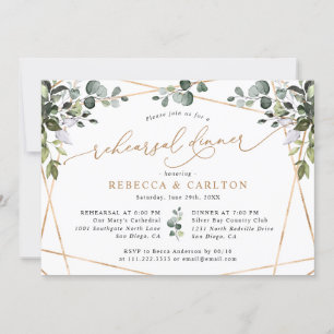 Eukalyptus Greenery Gold Wedding Probe Dinner Einladung