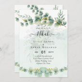 Eukalyptus Greenery Gold WEDDING QR CODE Moderne Einladung (Vorne/Hinten)