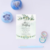 Eukalyptus Greenery Gold WEDDING QR CODE Moderne Flyer (Einzeln)