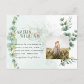 Eukalyptus Greenery Gold WEDDING QR CODE Moderne Postkarte (Vorderseite)