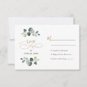 Eukalyptus Greenery Gold Wedding RSVP Karte (Vorderseite)