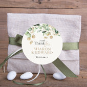 Eukalyptus Greenery & Gold Wedding Runder Aufkleber