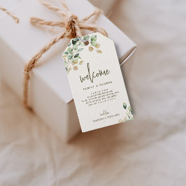 Eukalyptus Greenery Gold Wedding Willkommen Geschenkanhänger
