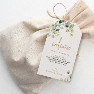 Eukalyptus Greenery Gold Wedding Willkommen Geschenkanhänger