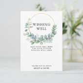 Eukalyptus Greenery Gold Wedding Wishing Well Card Einladung (Stehend Vorderseite)