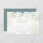 Eukalyptus Greenery Goldene Mahlzeit Hochzeit RSVP Karte (Vorne/Hinten)