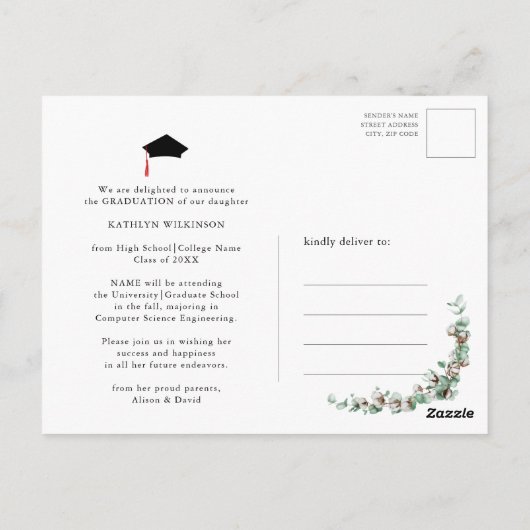 Eukalyptus Greenery GRAD GRILLEN Party Einladung Postkarte (Rückseite)