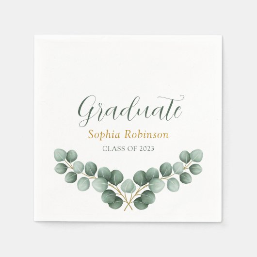 Eukalyptus Greenery Graduation Party Serviette (Vorderseite)