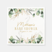 Eukalyptus Greenery Green Leaf & Gold Baby Dusche Serviette (Vorderseite)