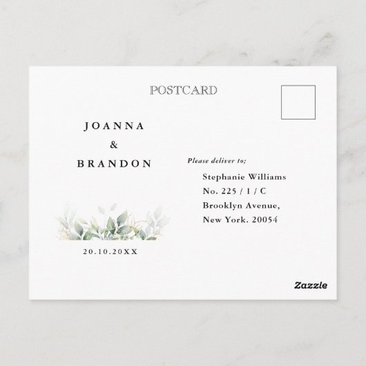 Eukalyptus Greenery Gum Botanical Wedding RSVP Postkarte (Rückseite)