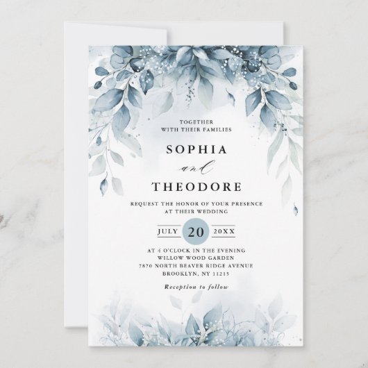 Eukalyptus Greenery Gum Botanische Hochzeit Einladung (Vorderseite)