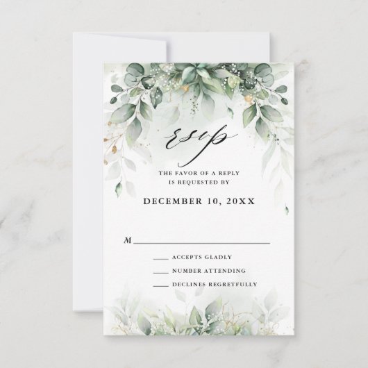 Eukalyptus Greenery Gum Botanische Hochzeit RSVP Karte (Vorderseite)