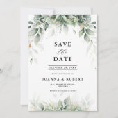 Eukalyptus Greenery Gum Botanische Rustikale Hochz Save The Date (Vorderseite)