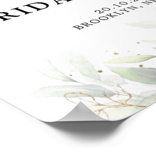Eukalyptus Greenery Gum Brautparty Willkommen Poster (Ecke)