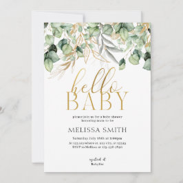 Eukalyptus Greenery Hello Baby Shower Einladung