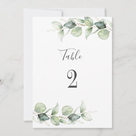 Eukalyptus Greenery Hochzeit Tischnummer 2 Sitzplä (Vorderseite)