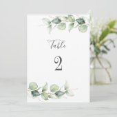 Eukalyptus Greenery Hochzeit Tischnummer 2 Sitzplä (Stehend Vorderseite)