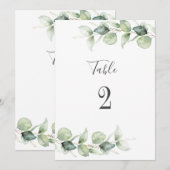 Eukalyptus Greenery Hochzeit Tischnummer 2 Sitzplä (Vorne/Hinten)