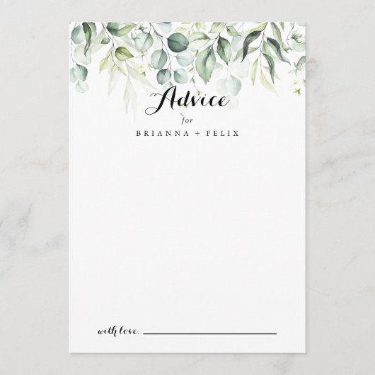 Eukalyptus Greenery Hochzeitshilfekarte Hinweiskarte (Vorderseite)